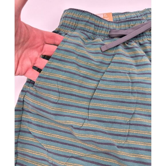 Prana Mens Shorts Striped Metric E Waist Boardshort Green Stripe Size XL New - Picture 2 of 11